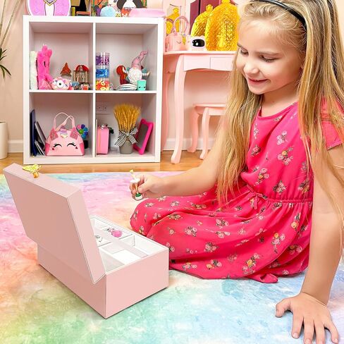 ProCase Girls Musical Jewelry Box with Spinning Ballerina, Kids Jewelry Boxes Storage, Ballerina Music Box Gifts for Little Girl Daughter, Birthday Anniversary Christmas Gifts -Pink in Saudi Arabia