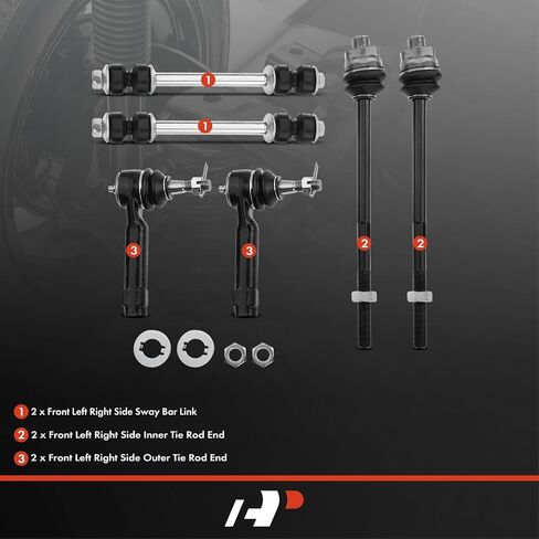 A-Premium Set of 6, Sway Bar Link, Inner Outer Tie Rod End, Compatible with 1999-2007 - Chevy Silverado 1500/1500 Classic/2500 Tahoe Suburban Avalanche & GMC Sierra Yukon XL 1500 & Cadillac Escalade in Saudi Arabia