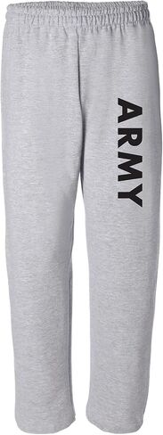 Army Open Bottom Military Theme Sweatpants in Gray with Black Print in Saudi Arabia