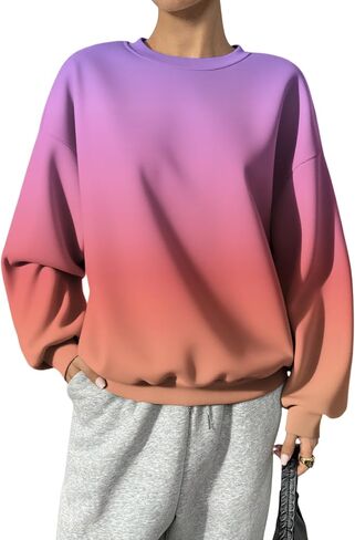 Womens Gradient Print Sweatshirt Long Sleeve Top Ladies Jumper Lightweight Autumn Pullover Tops Blouse in Saudi Arabia