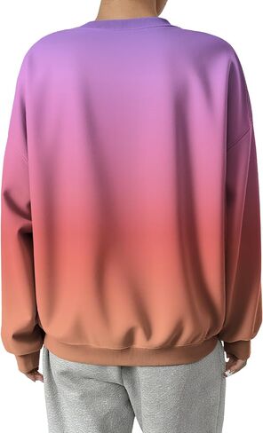 Womens Gradient Print Sweatshirt Long Sleeve Top Ladies Jumper Lightweight Autumn Pullover Tops Blouse in Saudi Arabia