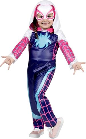 Jazwares 2025 GHOST-SPIDER Gwen Stacy Marvel Spidey & His Friends Halloween Costume w Hooded Jumpsuit & Fabric Mask in Saudi Arabia