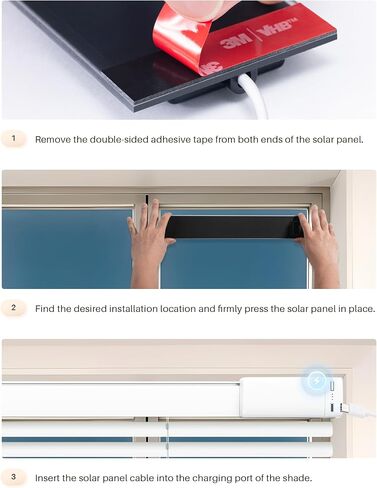 1PCS Solar Panels 3.4W 6V Charge for Motorized Blinds with USB-C Connector, Charging for Lithium Battery Operated Shades in Saudi Arabia