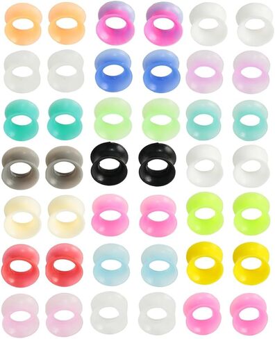 Silicone 8 Pairs Flexible Thin Ear Tunnels Hypoallergenic Earring Gauges Set Stretchers Expander Soft Piercing Jewelry Kit Tuneles De Oreja Para Hombre for Men Women 6-20 MM in Saudi Arabia