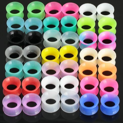 Silicone 8 Pairs Flexible Thin Ear Tunnels Hypoallergenic Earring Gauges Set Stretchers Expander Soft Piercing Jewelry Kit Tuneles De Oreja Para Hombre for Men Women 6-20 MM in Saudi Arabia