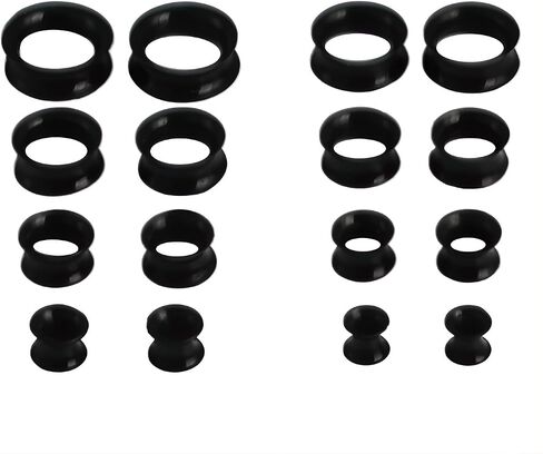 Silicone 8 Pairs Flexible Thin Ear Tunnels Hypoallergenic Earring Gauges Set Stretchers Expander Soft Piercing Jewelry Kit Tuneles De Oreja Para Hombre for Men Women 6-20 MM in Saudi Arabia