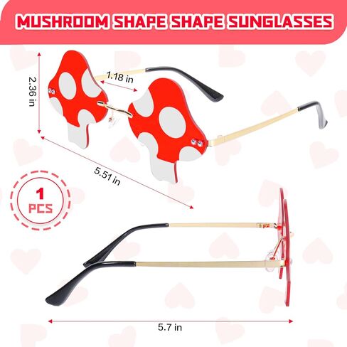 Rimless Mushroom Shape Sunglasses for Women Men Party Halloween Christmas Cosplay Glasses Prom Accessories in Kuwait