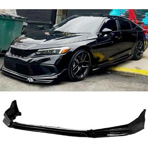 Front Lip Compatibility with 2022-2024 Civic Yofer Style Front Bumper Chin Lip Splitter Spoiler Kit Black in Kuwait