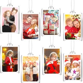 Weysat 8 Pcs Christmas Photo Ornaments Small Hanging Picture Frame Ornaments Wallet Size Picture Frames for Christmas Tree Decoration Tear the Scratch Film Before Use(2 x 3 Inch,Vertical) in Saudi Arabia