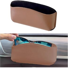 Car Sunglasses Holder Case, Leather Self-Adhesive Vehicle Center Console Side Eyeglasses Small Items Storage Box, Auto Glasses Protective Organizer, Universal for Sedan Truck SUV (Black) in Kuwait