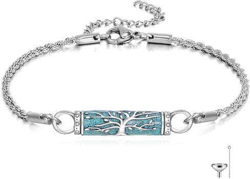 Urn Bracelet For Ashes 925 Sterling Silver Tree of Life Cremation Keepsake Bracelet Cremation Jewelry Gifts for Women Men in Saudi Arabia