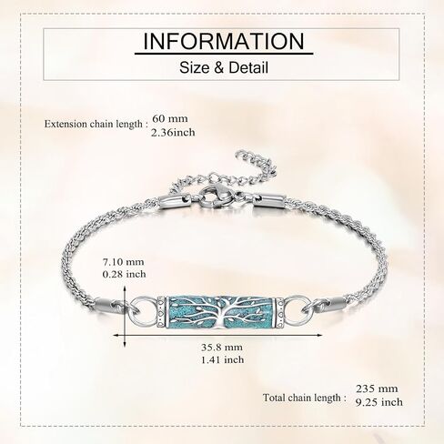Urn Bracelet For Ashes 925 Sterling Silver Tree of Life Cremation Keepsake Bracelet Cremation Jewelry Gifts for Women Men in Saudi Arabia