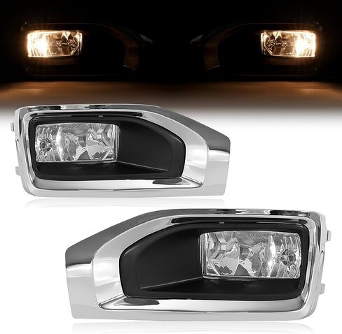HECASA Pair Fog Light+ Bezel Compatible with 2015-2020 GMC Yukon/Yukon XL Front Bumper Clear Lens Fog Lamp Black+Silvery Cover Bezel Left&Right Side Replacement for GM2593311 GM2592311 in Saudi Arabia