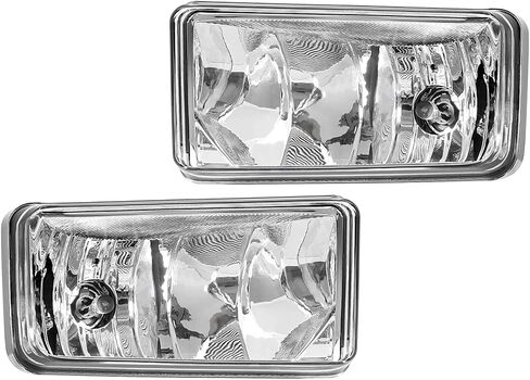 HECASA Pair Fog Light+ Bezel Compatible with 2015-2020 GMC Yukon/Yukon XL Front Bumper Clear Lens Fog Lamp Black+Silvery Cover Bezel Left&Right Side Replacement for GM2593311 GM2592311 in Saudi Arabia