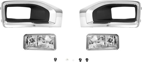 HECASA Pair Fog Light+ Bezel Compatible with 2015-2020 GMC Yukon/Yukon XL Front Bumper Clear Lens Fog Lamp Black+Silvery Cover Bezel Left&Right Side Replacement for GM2593311 GM2592311 in Saudi Arabia