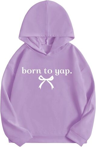 Girl's Letter Bow Print Graphic Hoodie Long Sleeve Cute Sweatshirts Pullovers Preppy Clothes in Saudi Arabia