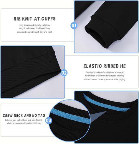 مجموعة من 2 قمصان سويت شيرت بياقة دائرية وأكمام طويلة للجنسين للأطفال والأطفال الصغار للأولاد والبنات in Kuwait