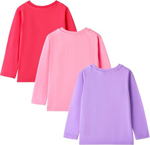 HILEELANG Toddler Girl Long Sleeve Shirt Graphic Cotton Casual Crewneck Tops, Fall Winter Layering Tees 3 Pack,2–7 Years in Saudi Arabia
