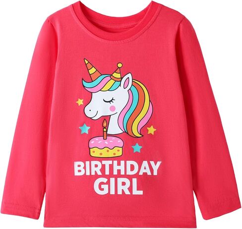 HILEELANG Toddler Girl Long Sleeve Shirt Graphic Cotton Casual Crewneck Tops, Fall Winter Layering Tees 3 Pack,2–7 Years in Saudi Arabia