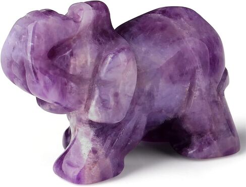 Amethyst Elephant Hand Carving Sculpture - A Natural Crystal Statue for Home Decoration, Meditation, and Spiritual Healing in Saudi Arabia