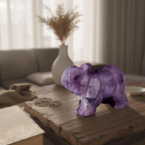Amethyst Elephant Hand Carving Sculpture - A Natural Crystal Statue for Home Decoration, Meditation, and Spiritual Healing in Saudi Arabia