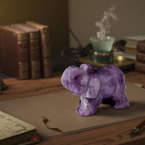 Amethyst Elephant Hand Carving Sculpture - A Natural Crystal Statue for Home Decoration, Meditation, and Spiritual Healing in Saudi Arabia