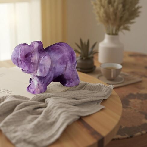 Amethyst Elephant Hand Carving Sculpture - A Natural Crystal Statue for Home Decoration, Meditation, and Spiritual Healing in Saudi Arabia