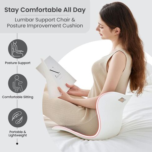 Ergonomic Lumbar Support Cushion, Silver, 460mm x 440mm x 340mm, Large, for Office Chairs & Car Seats, Posture Correction, Pregnancy Comfort,110-300 lbs Capacity in Saudi Arabia