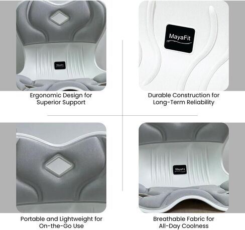 Ergonomic Lumbar Support Cushion, Silver, 460mm x 440mm x 340mm, Large, for Office Chairs & Car Seats, Posture Correction, Pregnancy Comfort,110-300 lbs Capacity in Saudi Arabia