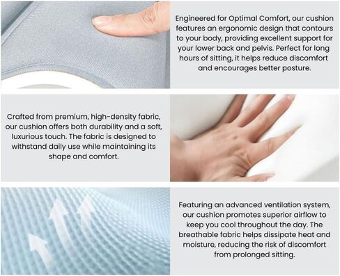 Ergonomic Lumbar Support Cushion, Silver, 460mm x 440mm x 340mm, Large, for Office Chairs & Car Seats, Posture Correction, Pregnancy Comfort,110-300 lbs Capacity in Saudi Arabia