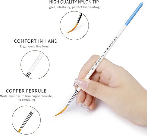 XDT#820 Detail Paint Brush 12 Piece Set for Acrylic Painting, Miniature Paint Brushes for Model Craft and Body Painting, Acrylic Oil Watercolor in Saudi Arabia