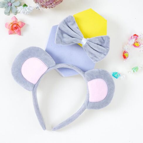 choyaxo 18 Pcs Mouse Costume Accessories Set Incluidng Mouse Ear Headband Tail Bow Tie Blind Cane Sunglasses Gloves for Men Women Halloween Party Dress Up Grey in Saudi Arabia