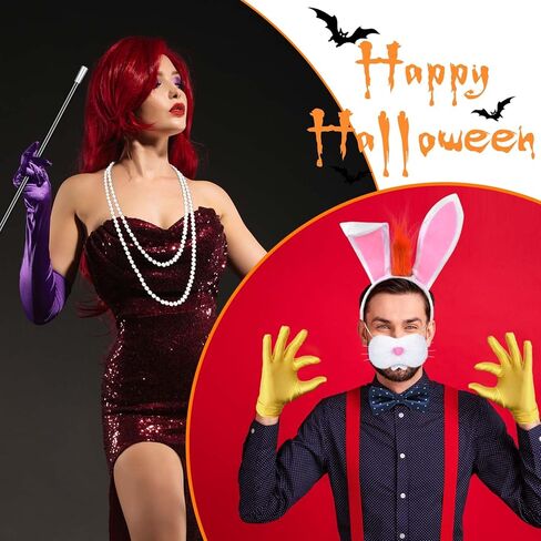 مجموعة إكسسوارات زي أرنب الهالوين مكونة من 11 قطعة تتضمن عصابة رأس على شكل أرنب وقناع الأنف وربطة عنق وربطة عنق صفراء وأرجوانية وقفازات قابلة للتعديل وقلادة من اللؤلؤ وسوار وحامل بلاستيكي للبالغين in Kuwait