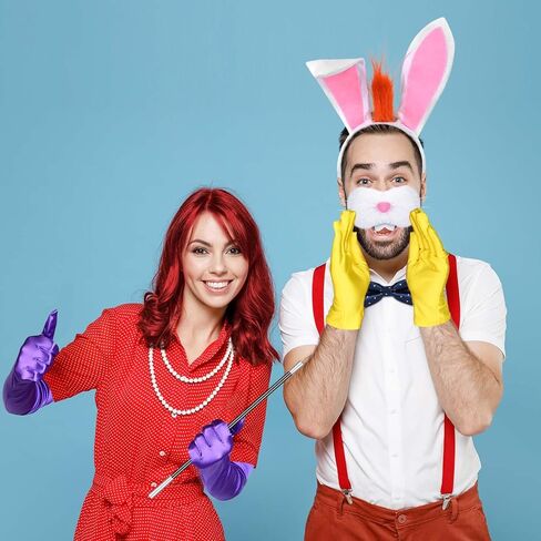 مجموعة إكسسوارات زي أرنب الهالوين مكونة من 11 قطعة تتضمن عصابة رأس على شكل أرنب وقناع الأنف وربطة عنق وربطة عنق صفراء وأرجوانية وقفازات قابلة للتعديل وقلادة من اللؤلؤ وسوار وحامل بلاستيكي للبالغين in Kuwait