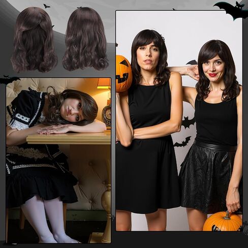 2 حزمة من ملابس الهالوين التنكرية المزدوجة تتضمن 2 شعر مستعار و2 شبكة شعر و4 مشابك شعر وزوجين من الجوارب زي الهالوين للفتيات في حفلات أعياد الميلاد وإكسسوارات الأداء in Kuwait