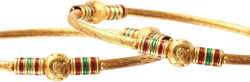 أساور JewarHaat مكونة من قطعتين من مجوهرات Kada مطلية بالذهب للاستخدام اليومي مصنوعة يدويًا من مجوهرات Meena للنساء in Kuwait