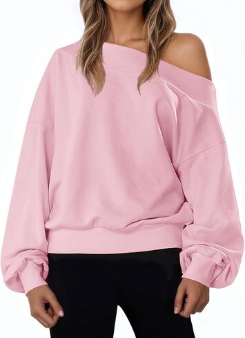 Women's Sweatshirt Tops Off Shoulder Oversized Pullover Casual Long Sleeve Loose Fit in Saudi Arabia
