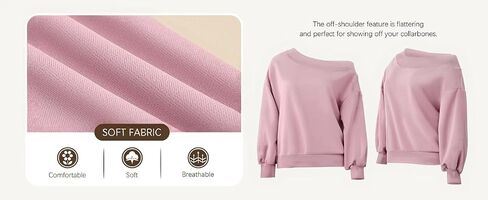 Women's Sweatshirt Tops Off Shoulder Oversized Pullover Casual Long Sleeve Loose Fit in Saudi Arabia
