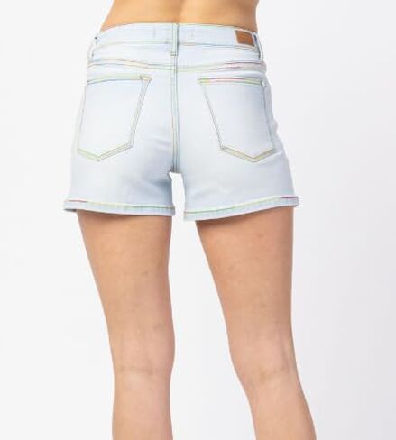 Judy Blue MID-Rise Rainbow Thread Light Wash Denim Shorts 150103-3X in Saudi Arabia