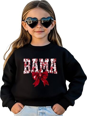 Olive Loves Apple Bama Sweatshirt with Crimson Coquette Bow Alabama School Pride Red Floral Sweater for Adults in Saudi Arabia