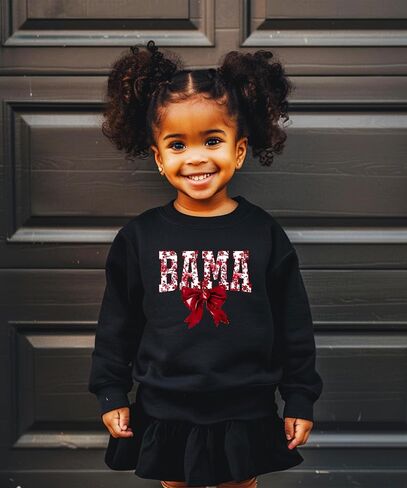 Olive Loves Apple Bama Sweatshirt with Crimson Coquette Bow Alabama School Pride Red Floral Sweater for Adults in Saudi Arabia