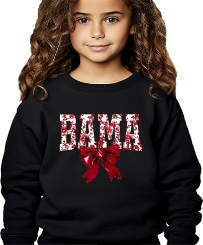 Olive Loves Apple Bama Sweatshirt with Crimson Coquette Bow Alabama School Pride Red Floral Sweater for Adults in Saudi Arabia