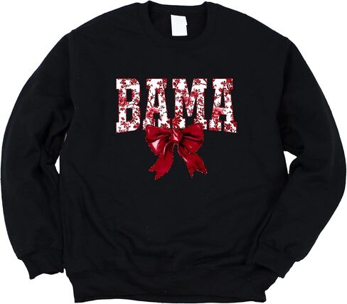 Olive Loves Apple Bama Sweatshirt with Crimson Coquette Bow Alabama School Pride Red Floral Sweater for Adults in Saudi Arabia