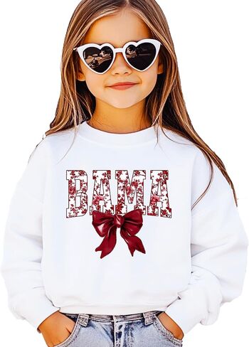 Olive Loves Apple Bama Sweatshirt with Crimson Coquette Bow Alabama School Pride Red Floral Sweater for Adults in Saudi Arabia