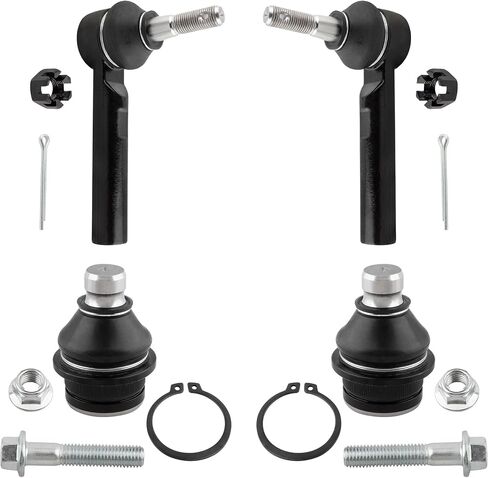 BOXI (Set of 4) Front Lower Ball Joints + Outer Tie Rod Ends Fit for Dodge Caliber 2007-2012 for Jeep Compass Patriot 2007 2008 2009 2010 2011 2012 2013 2014 2015 2016 2017 | Replace K500063 ES800408 in Saudi Arabia