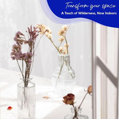 16 Pack Glass Bud Vases for Centerpieces - Bulk Small Flower Vases Set of 16, Mini Vintage Vases, 4 Styles for Party, Wedding Decorations, Baby Shower, Home Table Flower Décor (Clear) in Saudi Arabia