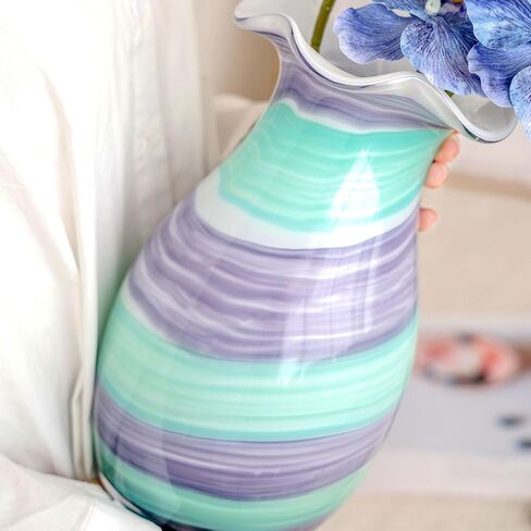 Blown Glass Purse Vases for Flowers, Cute Purse Vases for Home Decor Tables Centerpieces, Wide Mouth Modern Art Gift for Mom in Saudi Arabia
