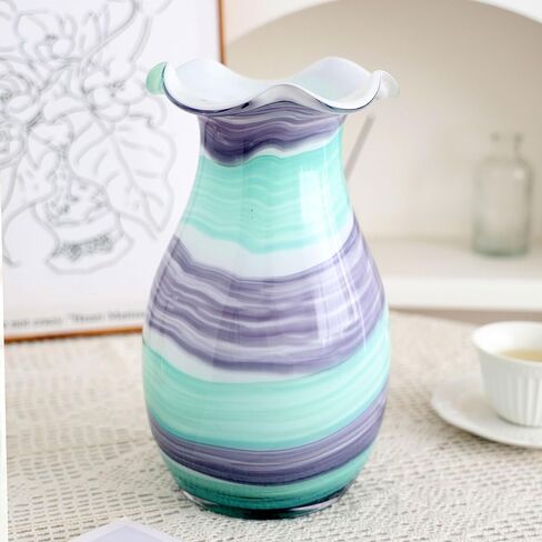 Blown Glass Purse Vases for Flowers, Cute Purse Vases for Home Decor Tables Centerpieces, Wide Mouth Modern Art Gift for Mom in Saudi Arabia