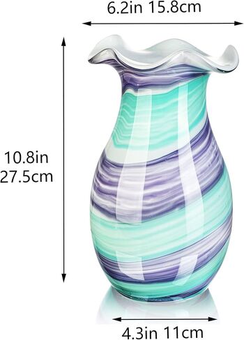 Blown Glass Purse Vases for Flowers, Cute Purse Vases for Home Decor Tables Centerpieces, Wide Mouth Modern Art Gift for Mom in Saudi Arabia