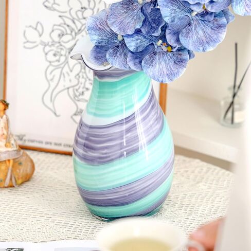 Blown Glass Purse Vases for Flowers, Cute Purse Vases for Home Decor Tables Centerpieces, Wide Mouth Modern Art Gift for Mom in Saudi Arabia